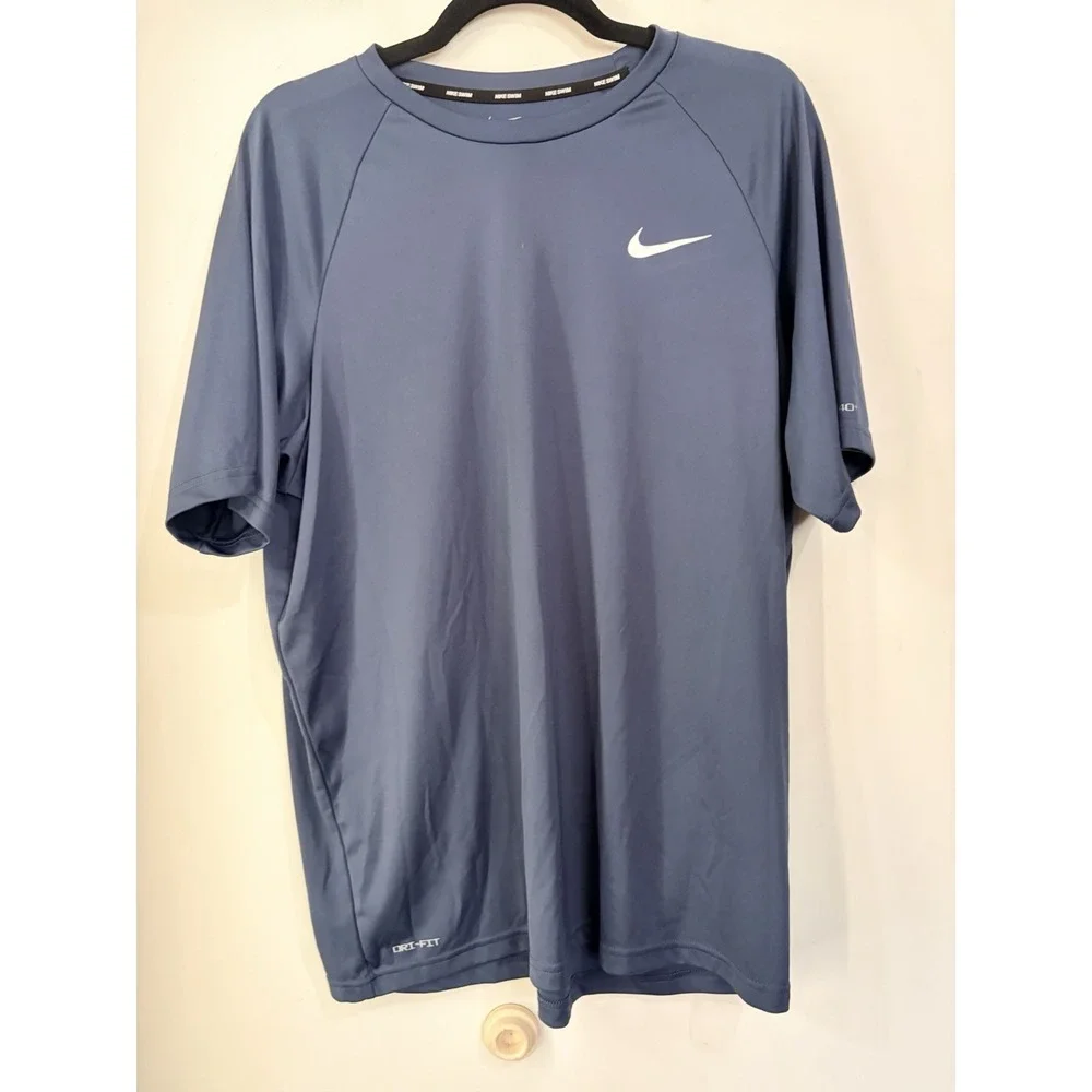 Nike Swim Dri-FIT UPF 40+ Swim Shirt Men's XL Blue Rash Guard Short Sleeve